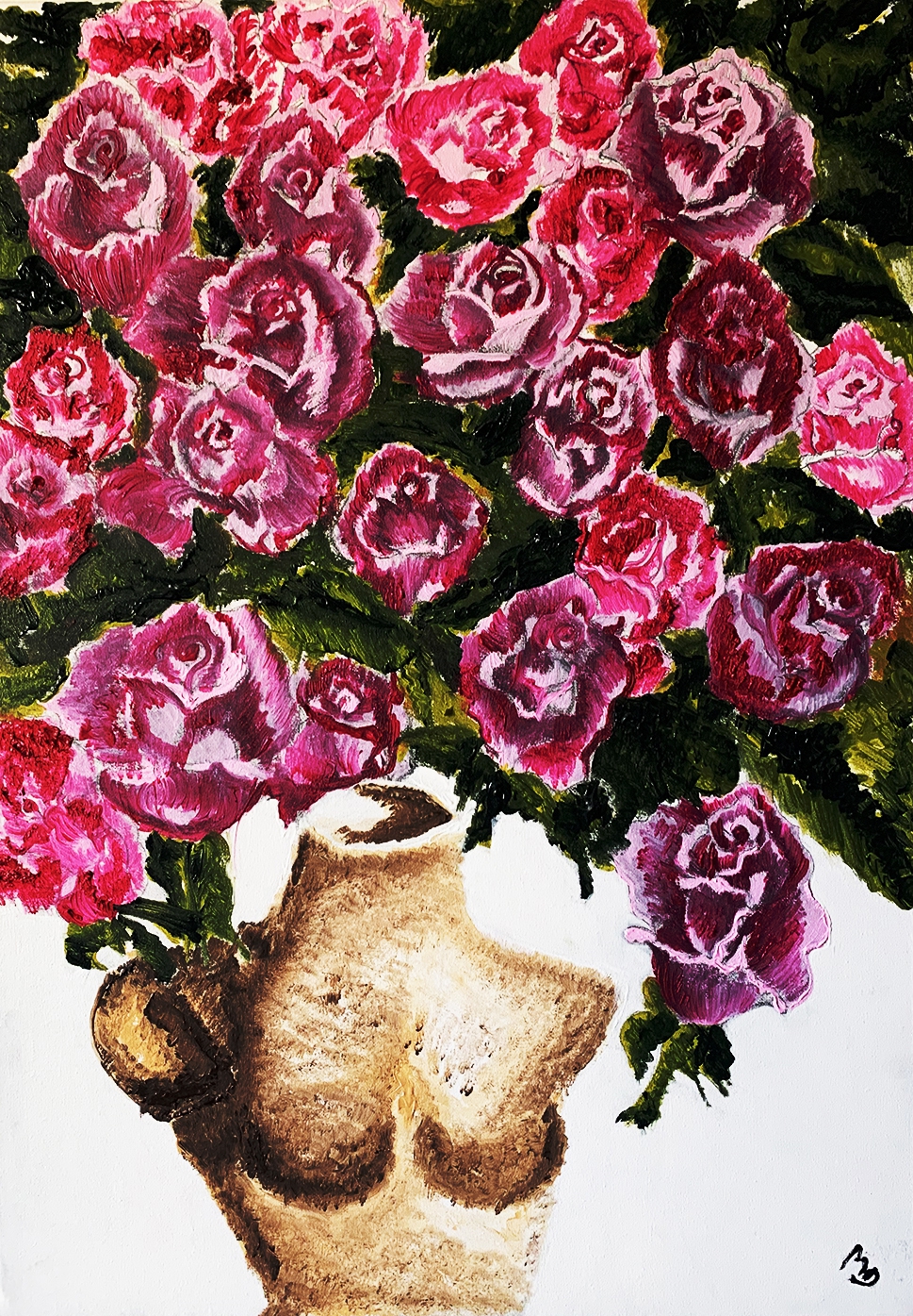 Original Painting Manichino con rose