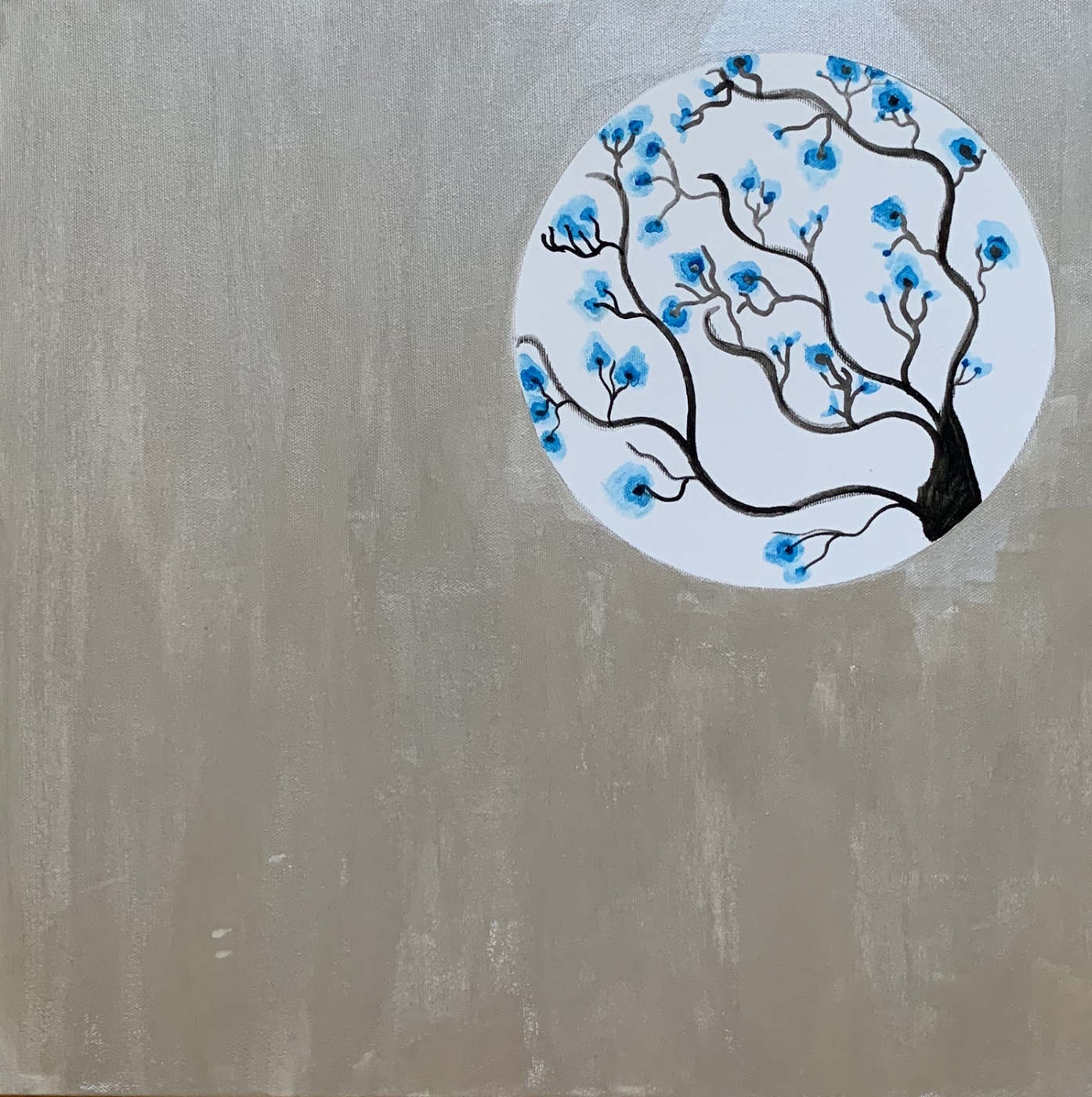 Original Painting Blue flowers view