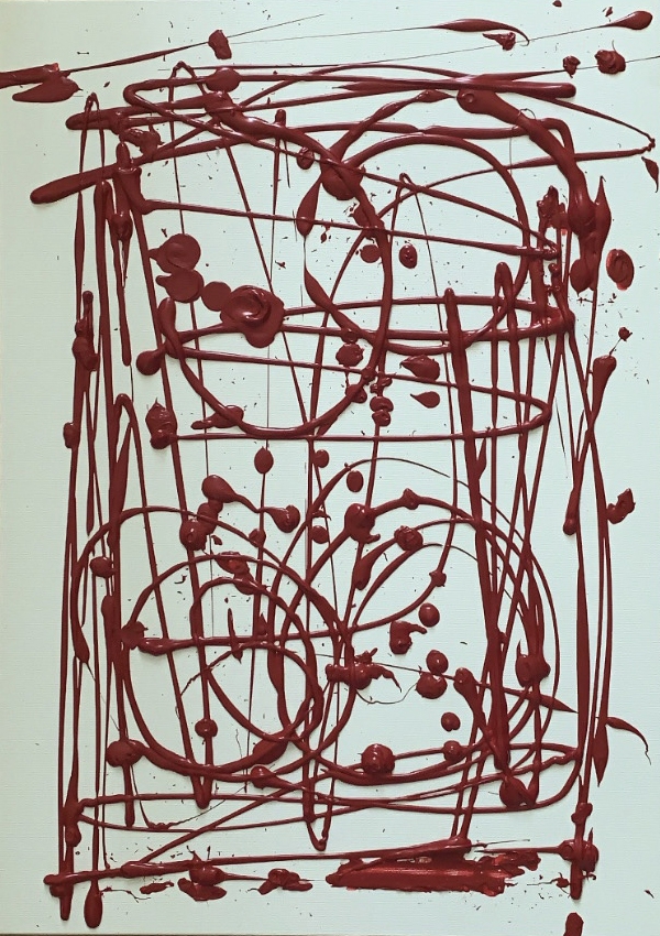 Original Painting Red on White Chaos