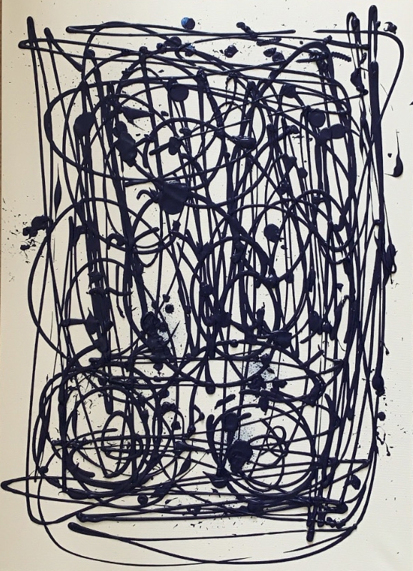 Original Painting Blue on White Chaos