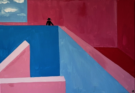 Original Painting Pink Solitary