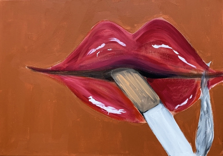 Original Painting Lips with cigarette