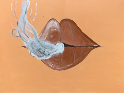 Original Painting Lips with smoke