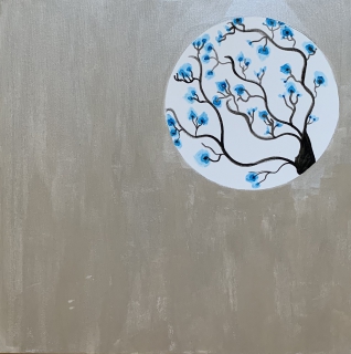 Original Painting Blue flowers view